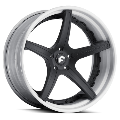 Roda Forgiato Forgiato Flusso-T Dengan Chrome Lip Matt Black Face