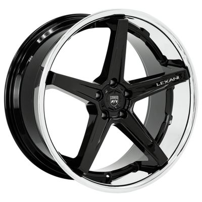 VIA 6061-T6 Lexani Savage Gloss Black Wheels Dengan Bibir Krom