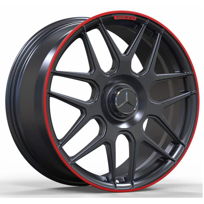 19'' Matt Black Dengan Red Lip Forged Wheels Untuk Mercedes Benz AMG GT